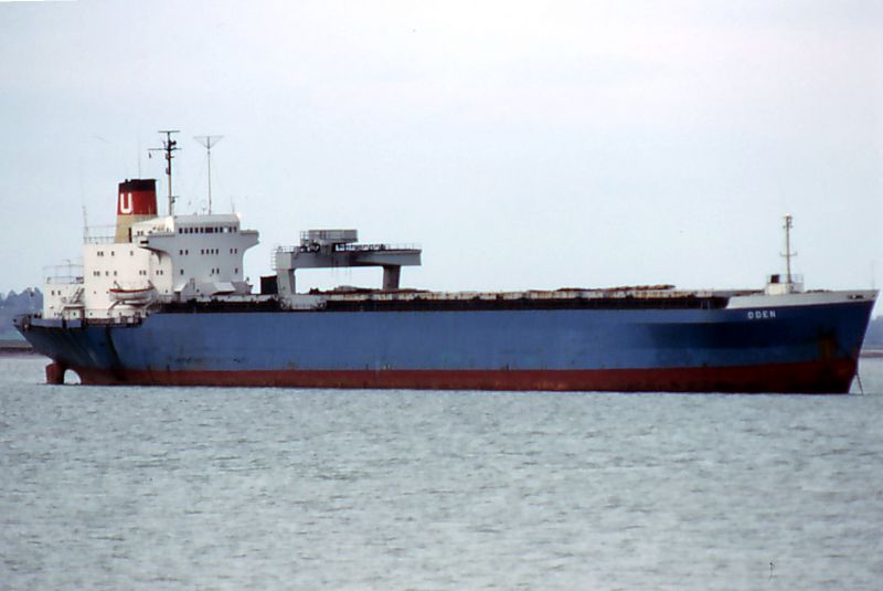 ODEN laid-up in the River Blackwater, Essex on 4th May 1986. Date: 4 May 1986.